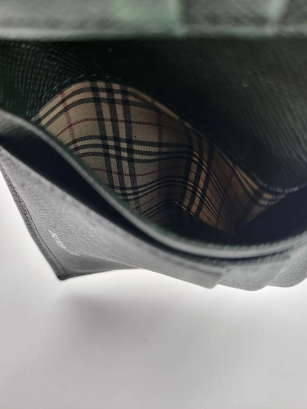 BURBERRY Bifold Wallet Nova Check Dark Green Taiga Leather...Authentic...
